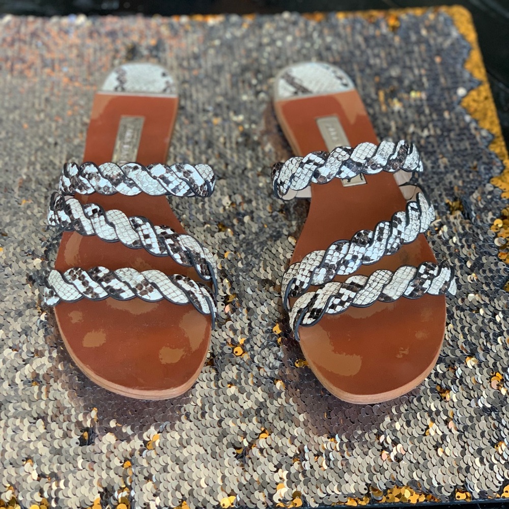 Zara Basic Braided Snake Print Sandal